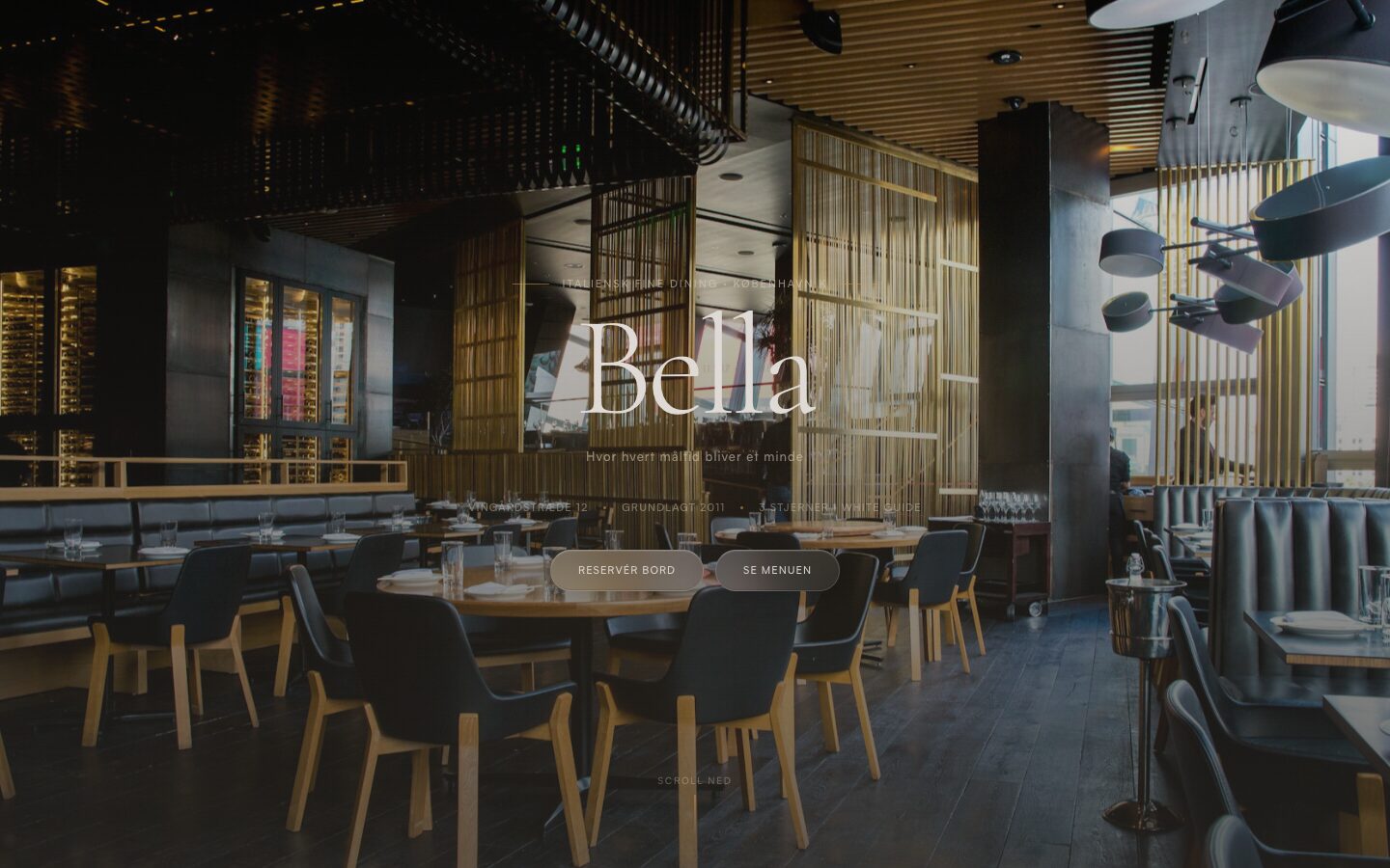 Demo af Restaurant Bella, en italiensk restaurant med menu og bordbestilling