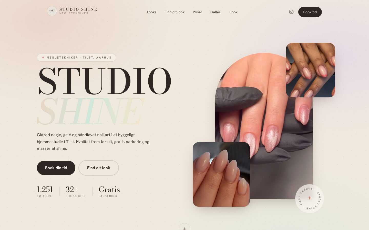 Studio Shine-demoen, neglestudie i Tilst med priser og booking